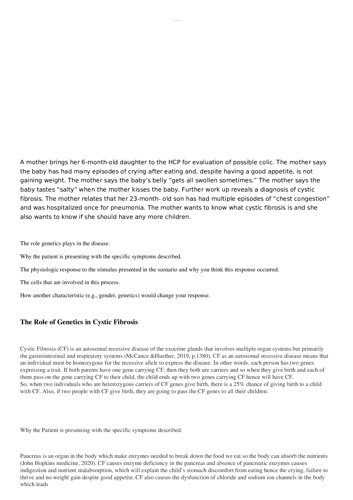 Preview image for NURS 6501 Week 1 Discussion Cystic fibrosis case study